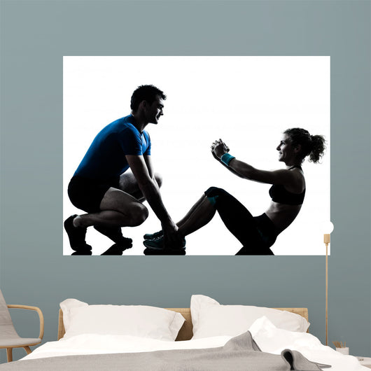 Man Woman Exercising Abdominal Wall Decal