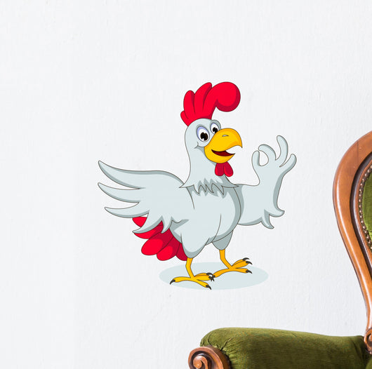 Cute Chicken Cartoon Posing Wall Decal