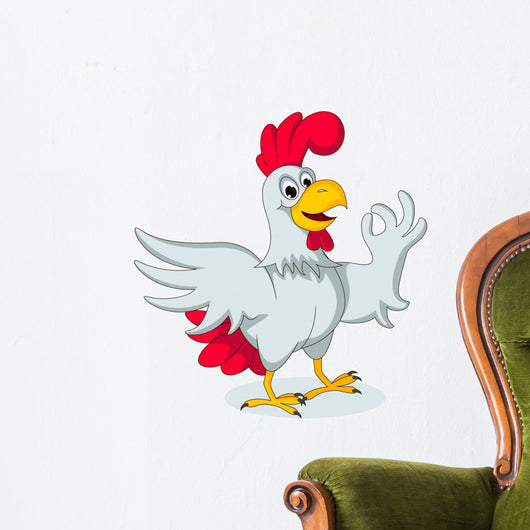 Cute Chicken Cartoon Posing Wall Decal