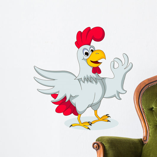 Cute Chicken Cartoon Posing Wall Decal