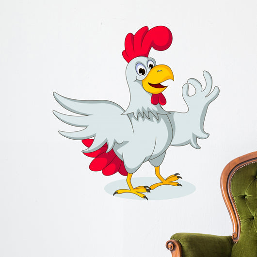 Cute Chicken Cartoon Posing Wall Decal