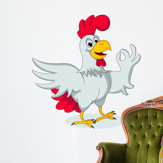 Cute Chicken Cartoon Posing Wall Decal