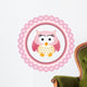 Pink Owl round Label Wall Decal