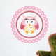 Pink Owl round Label Wall Decal