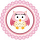 Pink Owl round Label Wall Decal
