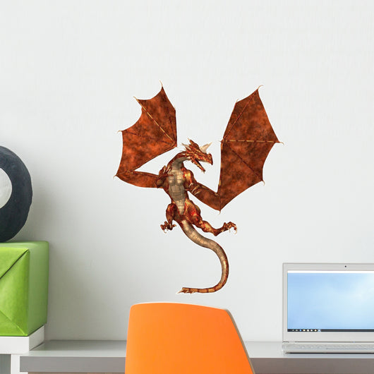 Red Scaled Dragon Attacking Wall Decal