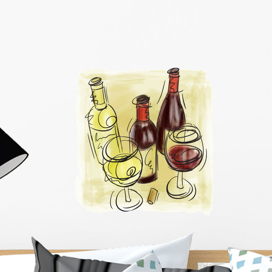 Wine Bottles and Wine Wall Decal