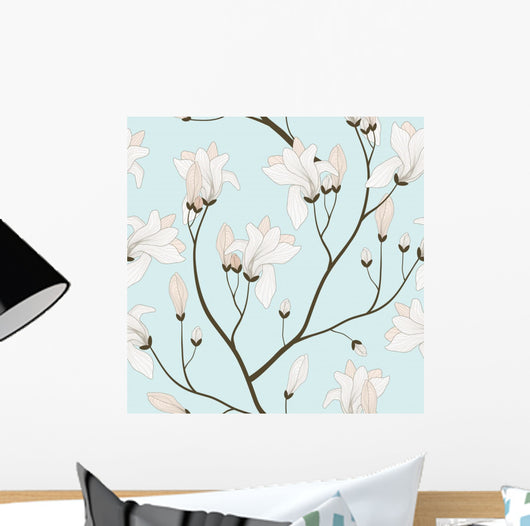 Vector Seamless Pattern with Blooming Branches