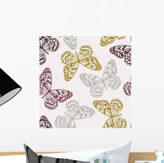 Vector Seamless Pattern with Colored Butterflies