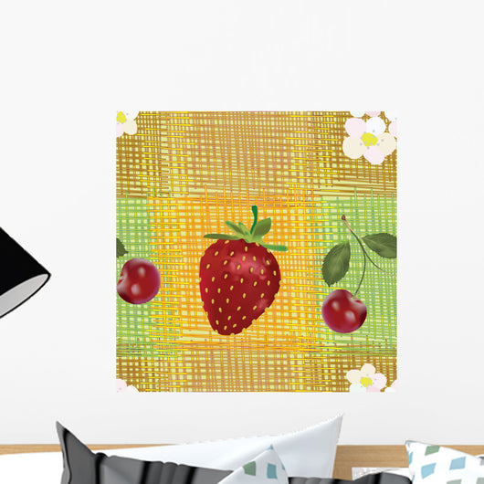 Seamless Pattern with Strawberry Wall Decal