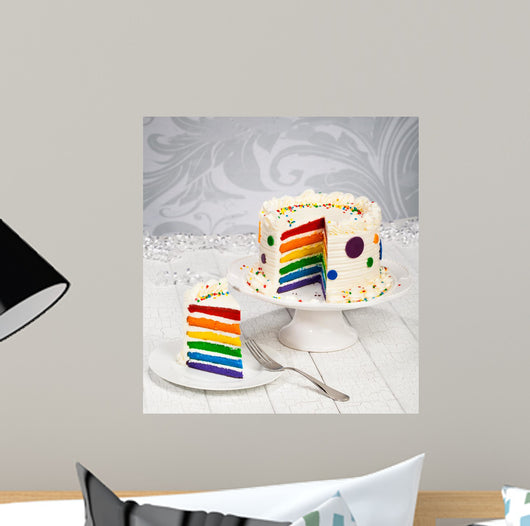 Rainbow Birthday Cake Wall Decal