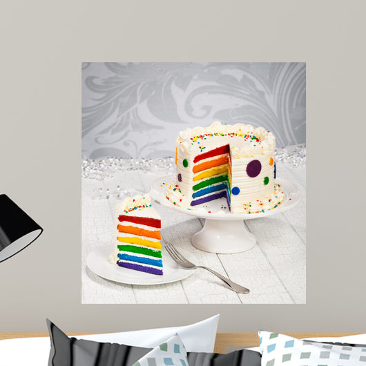 Rainbow Birthday Cake Wall Decal