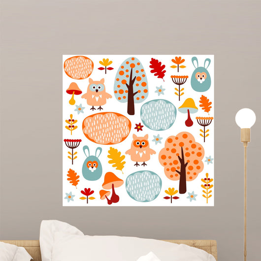Forest Animal Pattern Wall Decal