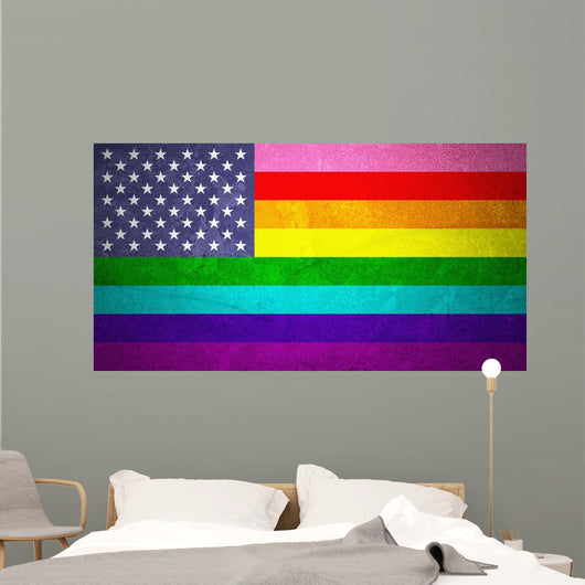Rainbow Flag and American Wall Decal