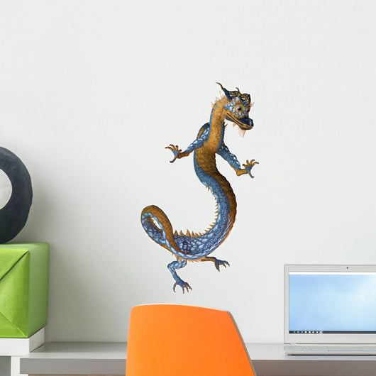 Gold Blue Dragon Wall Decal