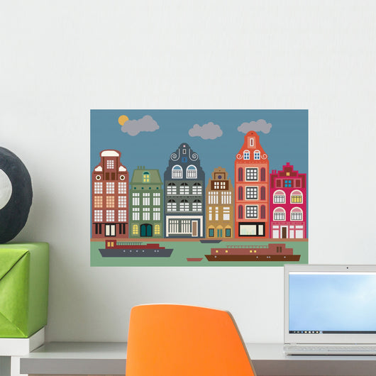 Buildings Amsterdam Vector Illustration Wall Decal