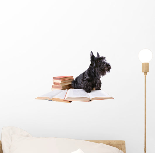 Scotch Terrier with Books Wall Decal