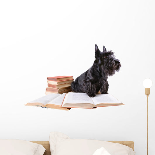 Scotch Terrier with Books Wall Decal