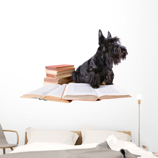 Scotch Terrier with Books Wall Decal