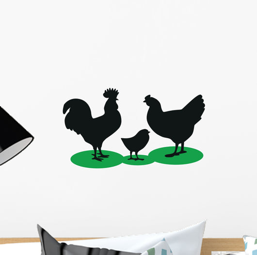 Silhouettes Rooster Hen and Wall Decal
