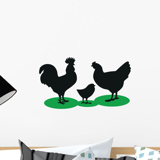 Silhouettes Rooster Hen and Wall Decal