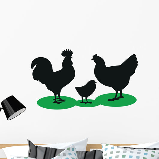 Silhouettes Rooster Hen and Wall Decal