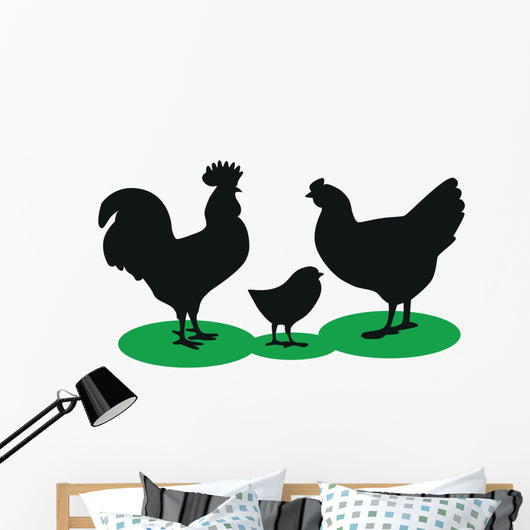 Silhouettes Rooster Hen and Wall Decal