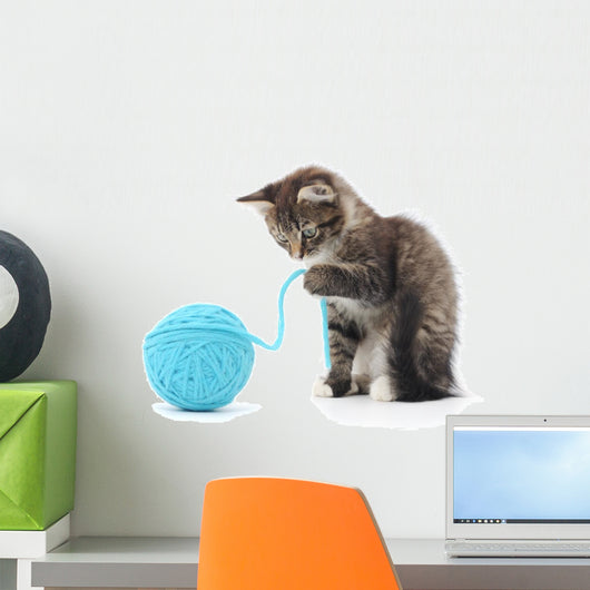 Cat with Ball Yarn Wall Decal
