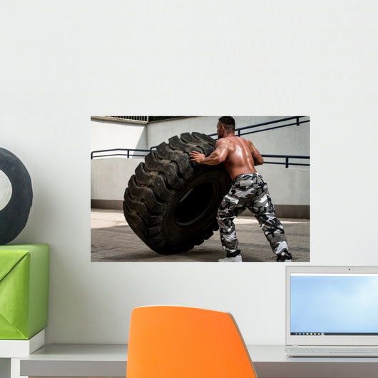 Muscular Man Participating Cross Wall Decal