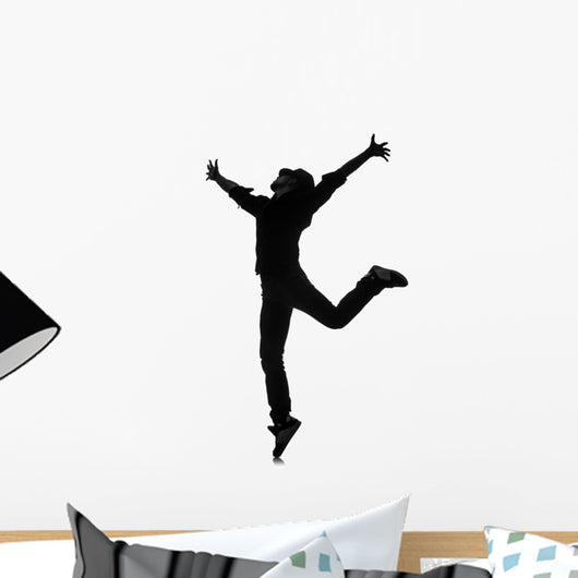 Silhouette Male Dancer White Wall Decal
