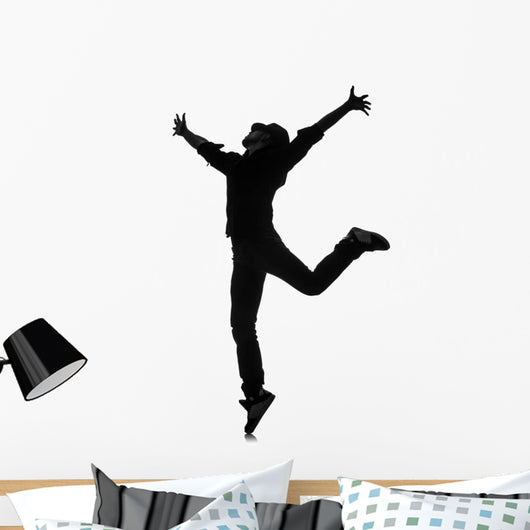 Silhouette Male Dancer White Wall Decal