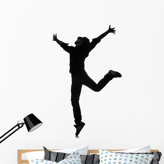 Silhouette Male Dancer White Wall Decal