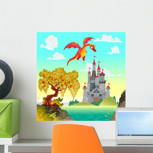 Fantasy Landscape with Castle Wall Decal