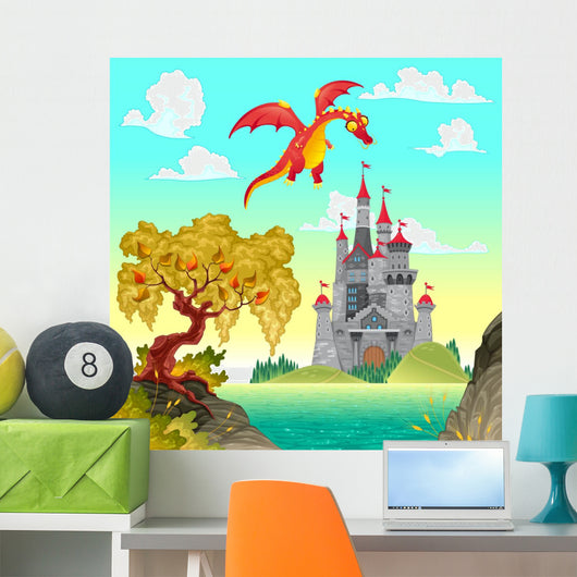 Fantasy Landscape with Castle Wall Decal