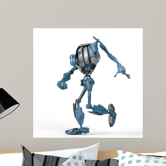 Blue Mega Robot Running Wall Decal