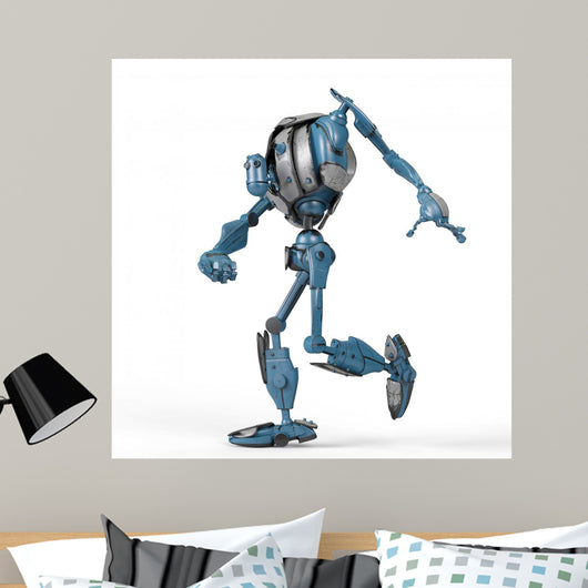 Blue Mega Robot Running Wall Decal
