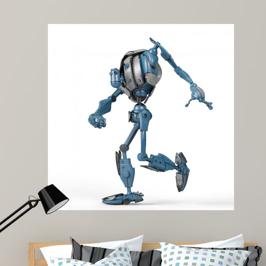 Blue Mega Robot Running Wall Decal