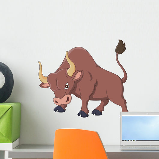 Angry Bull Cartoon Wall Decal
