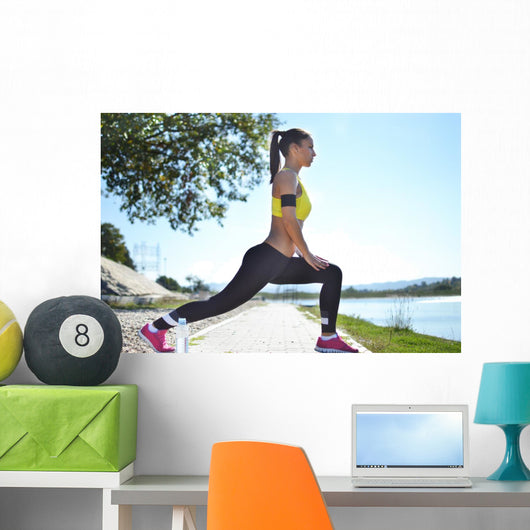 Woman Working out Park Wall Decal