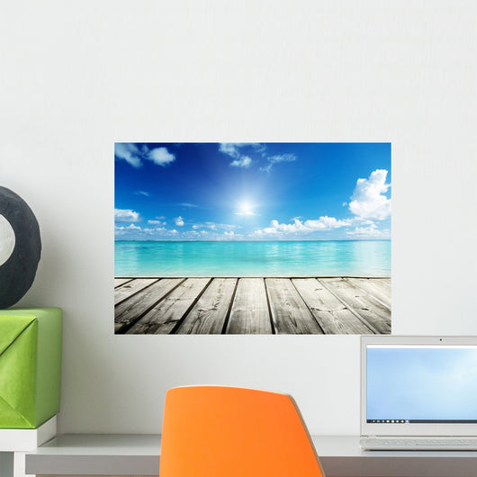 Caribbean Sea and Wooden Wall Decal