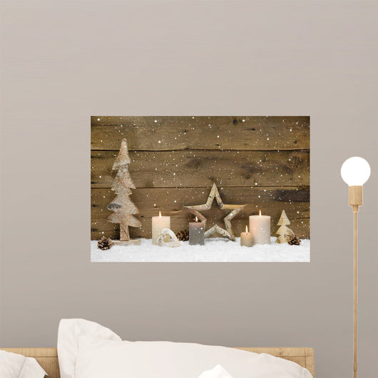 Christmas Natural Wood Decoration Wall Decal