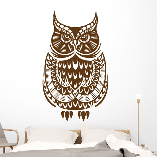 Brown Owl with Decorative Wall Decal