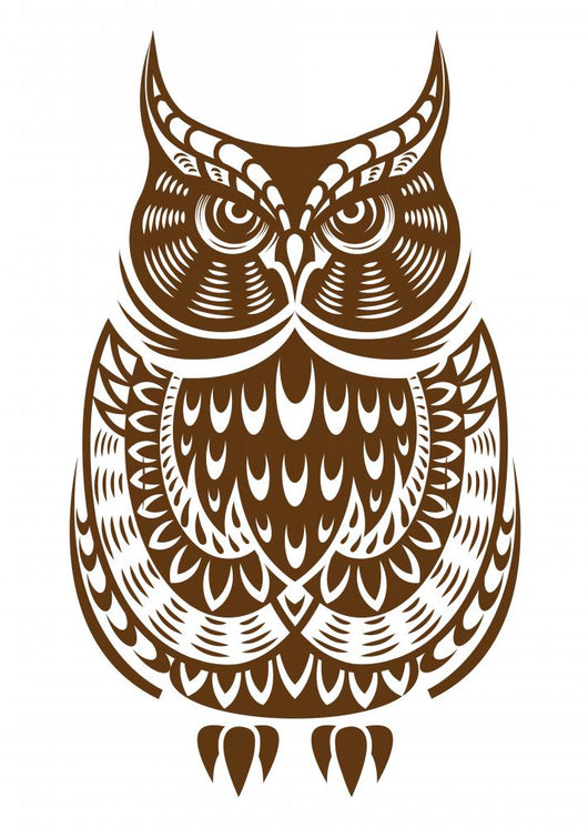 Brown Owl with Decorative Wall Decal