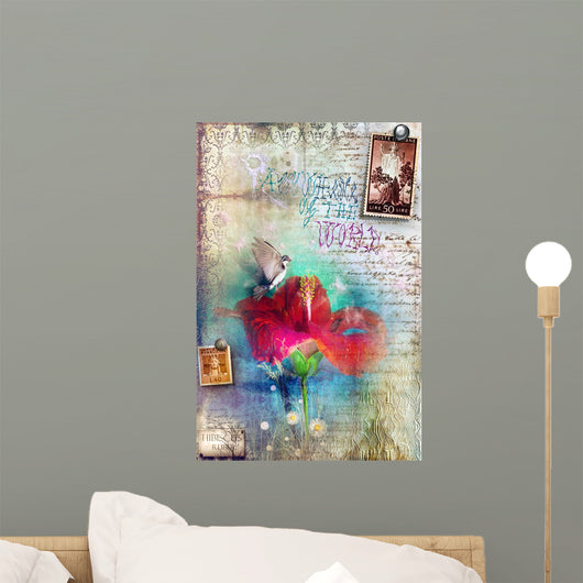 Hibiscus Grunge Wall Decal