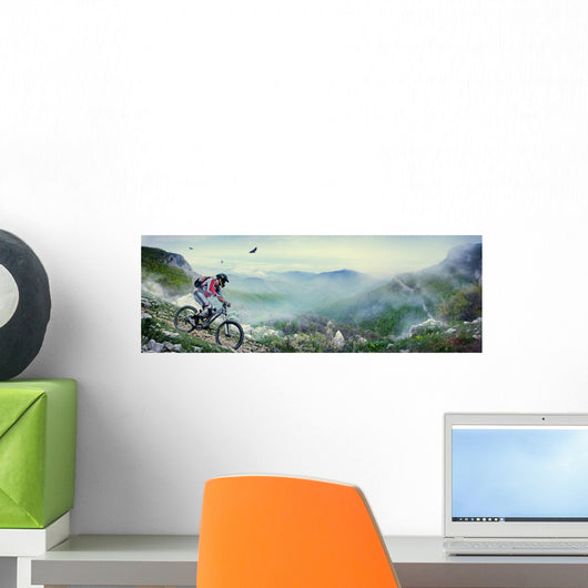 Cyclist Mountains Wall Decal