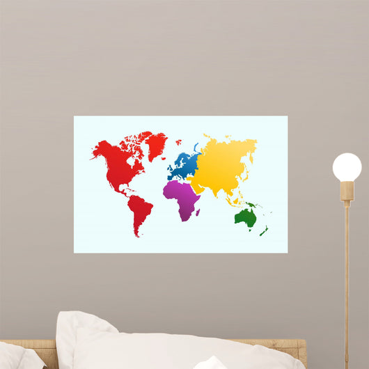 World map, colorful continents atlas EPS10 vector file. Wall Mural