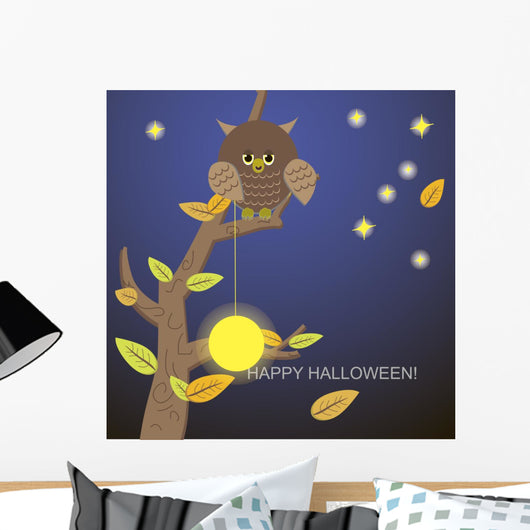Owl tree with the moon and stars