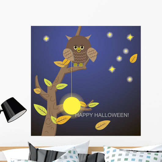 Owl tree with the moon and stars