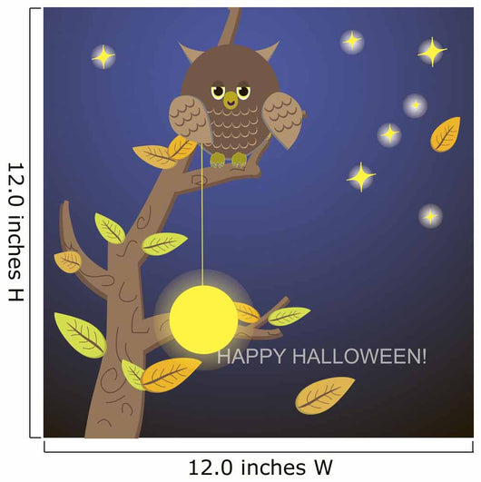 Owl tree with the moon and stars