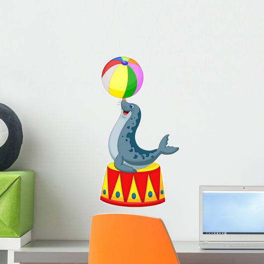 Illustration of Circus seal playing a ball Wall Decal